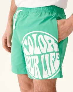 JOTT Swim Shorts Green/Funday White Biarritz 2432 Poppy Green /Funday White Cheap