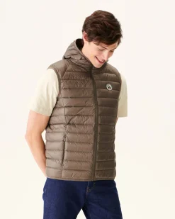 JOTT Taupe Pat Hooded Sleeveless Padded Jacket 808 Mole Hot