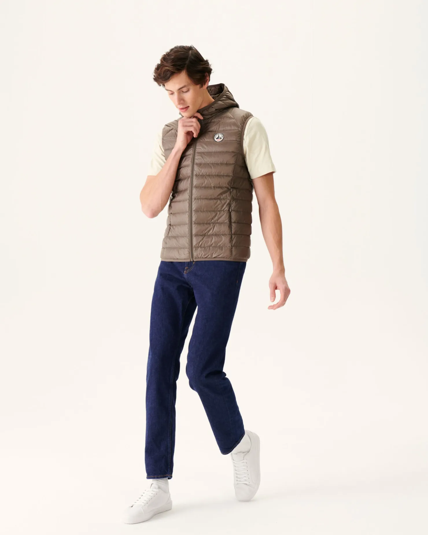 JOTT Taupe Pat Hooded Sleeveless Padded Jacket 808 Mole Hot